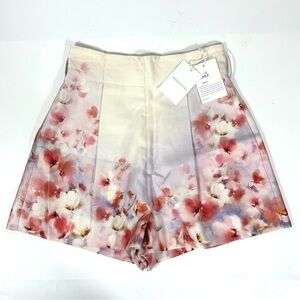 Zimmermann Crush Twill Shorts US 4 Scarlett Floral Silk Cotton NWT AU 0